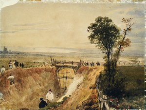 Construcción del ferrocarril de Shoreham, c.1840 (acuarela sobre papel) de Unknown artist
