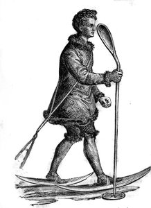 Hombre con traje tradicional khanty (khante u ostiak) cazando armiños. Los khanty son un pueblo fino-ugrio que vive en Siberia occidental de Unknown artist