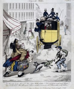 Hombre presionando el ómnibus. Caricatura hecha alrededor de 1840 de Unknown artist