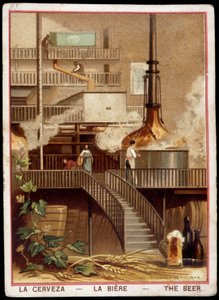 Fabricación de la cerveza en el siglo XIX: Cervecería - Cromolitografía s.d. siglo XIX de Unknown artist