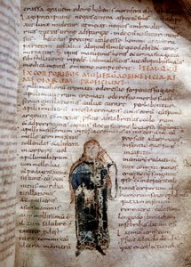 Página de manuscrito de “De simplicibus medicamentis” de Claude Galien (Klaudios Galenos o Claudio Galeno o Claudius Galenus o Galeno, v. 131 - v. 201). Siglo VIII o IX. Gobernativa de Lucca. de Unknown artist