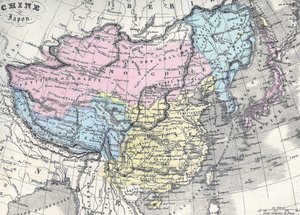 Mapa de China y Japón. A mediados del siglo XIX.
