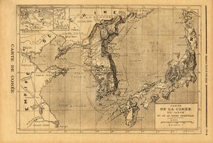 Mapa de Corea, Japón y China Oriental. Grabado en "Le petit journal" 3/09/1894. Colección Selva