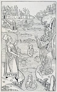 Animales marinos y monstruos - portada del capítulo "De Piscibus" de "Hortus Sanitatis", edición de Maguncia del año 1491 de Unknown artist