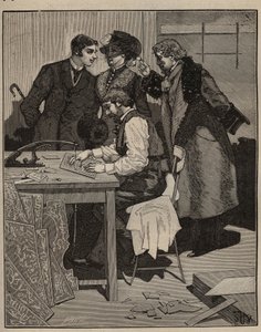 Marquetería: marquetería tiene la obra. Grabado de 1885 en “Les arts et metiers illustres” de Adolphe BITARD. de Unknown artist