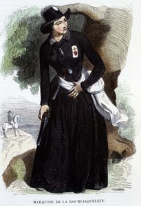 Marquesa de La Rochejaquelein (o La Rochejacquelein) (1772 - 1857) (en el pecho la insignia de los Vandeanos), grabado del siglo XIX