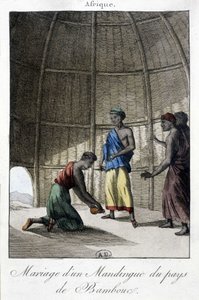 Matrimonio en los Mandingas (¿Mali?), África - grabado de Unknown artist