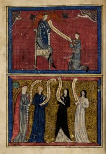 Hombres y mujeres heridos por el Dios del Amor de "Le Roman de la Rose". de Unknown artist