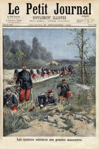 Ciclistas militares en las grandes maniobras. Grabado en "Le petit journal" 20/09/1896. Colección de Selva. de Unknown artist