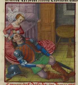 Miniatura de Dalila cortando el pelo a Sansón, de "Le Roman de la Rose". de Unknown artist