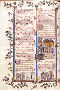 Misal de San Denis, circa 1350. Miniatura que representa a Clotario y Dagoberto de Unknown artist