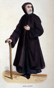Monje Jacobita. Grabado de un álbum sobre órdenes religiosas, París de Unknown artist
