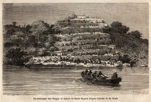 Montaña de los Monos, a lo largo del río Senegal, poco después de las Cataratas de Gouina (Mali). Grabado para ilustrar la historia del viaje del Teniente Mage en el Sudán Occidental entre 1863 y 1866, publicado en "Le tour du monde, nouveau journal des vo de Unknown artist