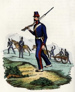 Batallón de artillería de montaña del ejército francés de África en Argelia en 1830. En “Storia d