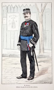 Sr. Roudil, oficial de paz del servicio de coches. Ilustración de “Histoire du corps des gardiens de la paix” de Unknown artist