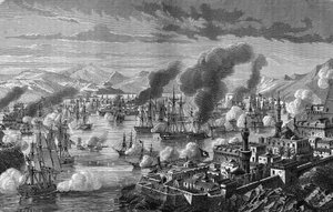 Batalla de Navarino de la Triple Alianza contra la Flota Turco-Egipcia el 28 de octubre de Unknown artist