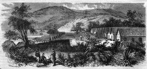 Nueva Caledonia - el penitenciario de la isla Nou - Grabado de 1870 de Unknown artist
