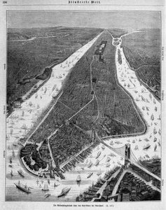 Nueva York: vista aérea en 1880 de Unknown artist