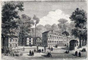 Nuevo edificio de la fábrica de porcelana imperial en Sèvres en 1868. Grabado en "El Universo Ilustre". de Unknown artist