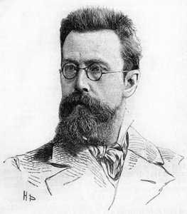 Nikolai Rimski-Korsakov, compositor ruso. Grabado de 1889 de Unknown artist