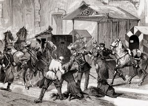 Nihilismo en Rusia - Intento de asesinato contra el Ayudante de Campo, General Loris Melikoff (Loris-Melikoff), fuera de la puerta de su hotel en la Gran Moskaia en 1880 - El movimiento nihilista ruso en el siglo XIX: intento de asesinato del Conde Loris M de Unknown artist