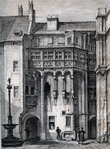 Ayuntamiento de Núremberg - el patio del ayuntamiento de Núremberg - grabado alrededor de 1867 de Unknown artist