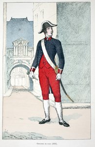 Oficial de Paz (1802). Aguafuerte en colores, para ilustración 