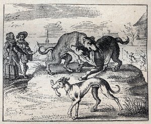 Viejo proverbio inglés: dos perros luchan por un hueso y el tercero se lo lleva de Unknown artist
