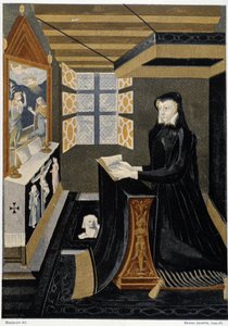 Oratorio de la Reina Catalina de Médici (Caterina de Medici) (Reina en oración) - basado en esmalte del siglo XVI, Museo de Cluny de Unknown artist