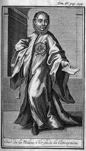 Órdenes de Caballería. Caballero de la milicia cristiana o concepción en Alemania en el siglo XVII. En Historia de órdenes militares o caballeros, de las milicias seguras y rutinarias de ambos sexos, que se han establecido hasta ahora. Edición tomada de Ab