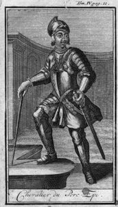 Órdenes de Caballería. Caballero de la épica Cerdo o Camail. En “Historia de las órdenes militares o caballeros, de las milicias seguras y rutinarias de ambos sexos, que se han establecido hasta ahora. Edición tomada de Abbe Giustiniani, R.P.Bonani, M. Her