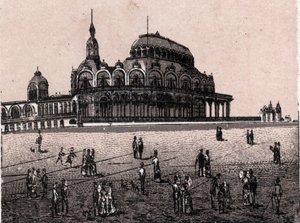 Ostende, Bélgica: vista del Kursaal Digue (Casino). en "El mundo ilustrado 168 vistas" Sin fecha (finales del siglo XIX) de Unknown artist
