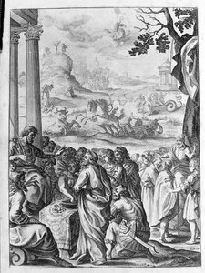 Ovidio - ilustración para el libro 15 - (P. Ovidii Nasonis Metamorphose libri XV um notis TH. Farnabii.) nota de Thomas Farnaby (Farnabia) (1575-1647) de Unknown artist