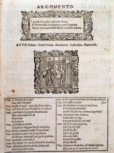 Página de la comedia madrigal Amfiparnaso por Orazio Vecchi de Unknown artist