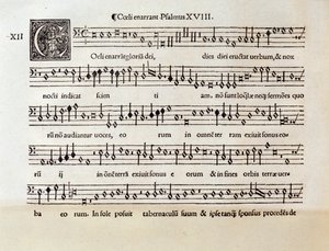 Página de la partitura de Coeli enarrant salmo XVIII de Willaert (1538) de Unknown artist