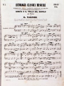 Página de partitura musical de la Sonata del Trino del Diablo (Il trillo del diavolo) de Tartini de Unknown artist