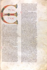 Página con mayúsculas "Et Factotum", siglo XI (miniatura, manuscrito membranoso) de Unknown artist