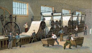 Producción de papel en el siglo XIX en Francia. Cromolitografía de finales del siglo XIX