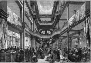 París 1872: interior de nuevas tiendas, “A bajo precio”. de Unknown artist