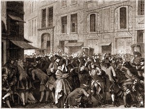 París IV arrondissement - La rue Quincampoix en 1720 en la época del sistema de John Law (1671 - 1729) - L