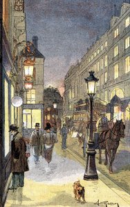 París de noche, ilustración finales del siglo XIX. de Unknown artist