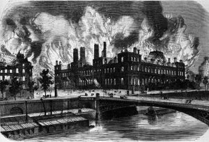París, la Comuna. Incendio del Hotel de Ville el 24 de mayo de 1871. Grabado del siglo XIX de Unknown artist