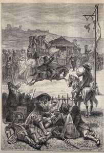 Tiro al loro - Ilustración del siglo XIX para la novela histórica “Los puritanos de Escocia” (Old Mortality) de Walter Scott (1771-1832) de Unknown artist