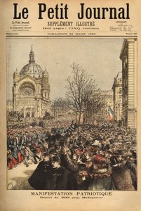 Demostración patriótica en París, para la partida del 200º regimiento hacia Madagascar. Grabado en “Le petit journal” 24/03/1895. Colección Selva de Unknown artist