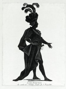 Actuación del castrato italiano Luigi Marchesi (1754 - 1829) también conocido como Marchesini cantando en el teatro de San Benedetto.
