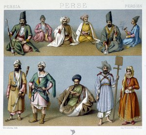 Trajes persas - en “El traje histórico” de Racinet de Unknown artist