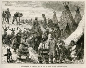 Fotografía y samoyedos de la región de Caborova (Suecia), ilustración de la historia del profesor Nils Adolf Erik (Eric) Barón Nordenskjold (Nordenskiold) (1832-1901): Expedición Polar Sueca