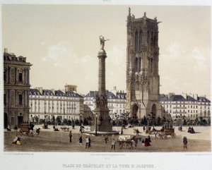 Place du Chatelet y la Torre Saint-Jacques de Unknown artist