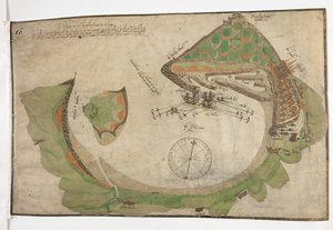 Plano de la ciudad y del puerto de San Sebastián, dibujado por Richard Poulter, junio de 1585 de Unknown artist