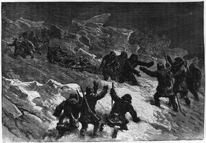 Polo norte: encuentro de los trineos de Markham - Nares Georges S., Un viaje al mar polar, París: Hachette